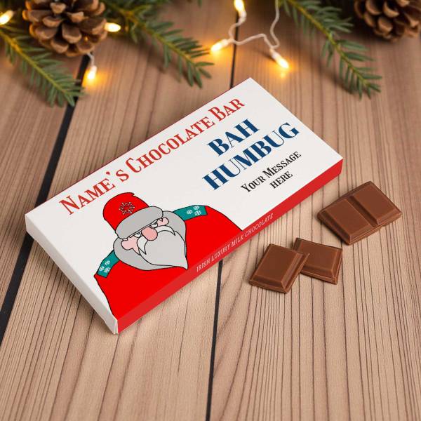 Bah Humbug Christmas Personalised Chocolate Bar 90g