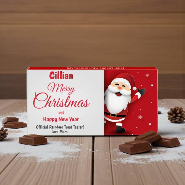 Santa Merry Christmas Personalised Chocolate Bar 90g