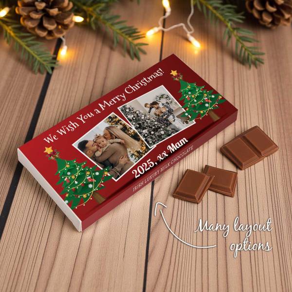 Any Photo Merry Christmas Personalised Chocolate Bar 90g