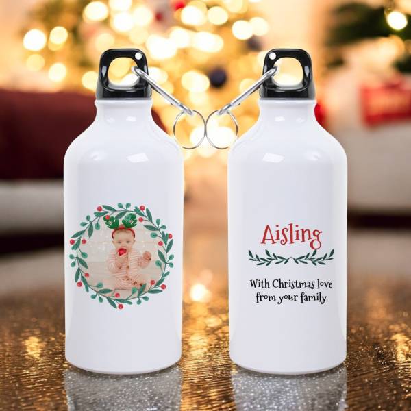 Merry Christmas Personalised Travel Water Bottle - 500ml