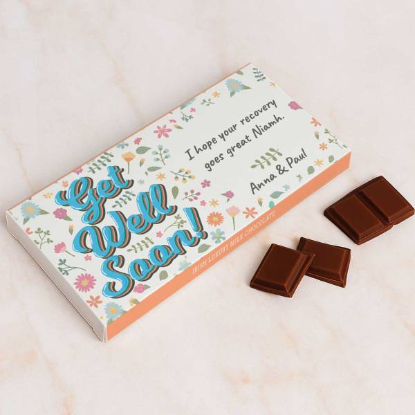 Get Well Soon Flowers Personalised Chocolate Bar 90g