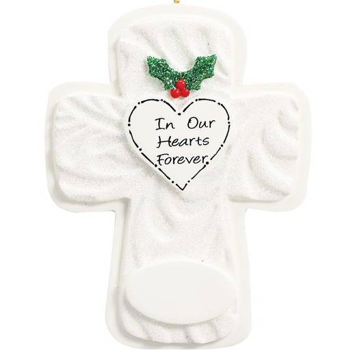 Personalised Ornament - In Our Hearts Forever Cross