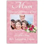 Personalised Happy Mothers Day Card with Flowers and Photo Frame for Mum