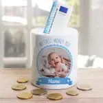 My First Money Box Blue Personalised Money Jar