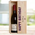 Happy Birthday Any Message - Personalised Wooden Single Wine Box