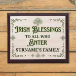 Irish Blessings to All Who Enter Surname Personalised Plaque Sign