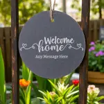 Personalised Round Slate Hanging Sign 12x12cm