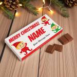Merry Christmas Elf Personalised Chocolate Bar 90g