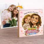 Best Mam Ever Photo to Caricature - Wooden Photo Blocks