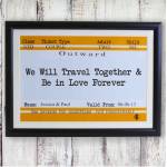 Train Ticket Travel & Love Forever Personalised Framed Poster