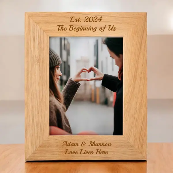 Solid Oak Effect Personalised Picture Frame