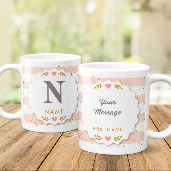 Any Name Any Message Pink Stripes Personalised Mug
