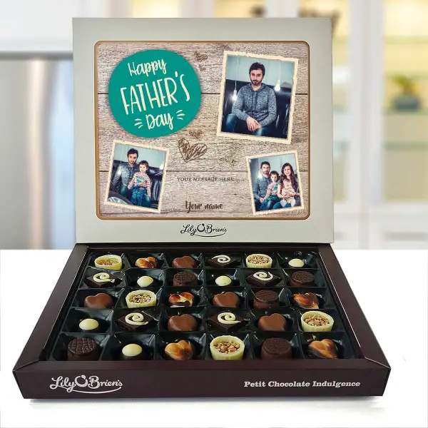 Happy Fathers Day Any 3 Photos Personalised Chocolate Box 270g