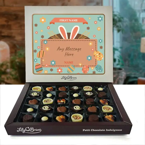 Bunny Eggs and Flowers Personalised Chocolate Box 270g