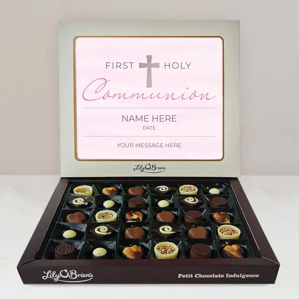 First Holy Communion Cross - Personalised Chocolate Box 270g