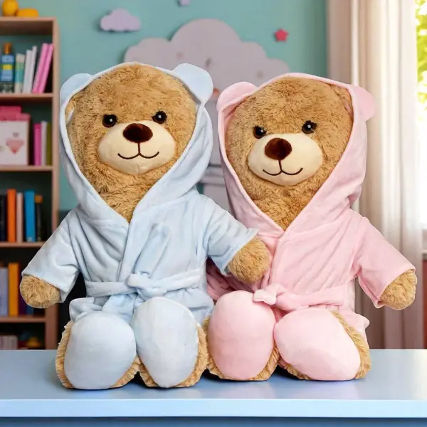 Plush Bear In Slippers & Hooded Robe - Personalised