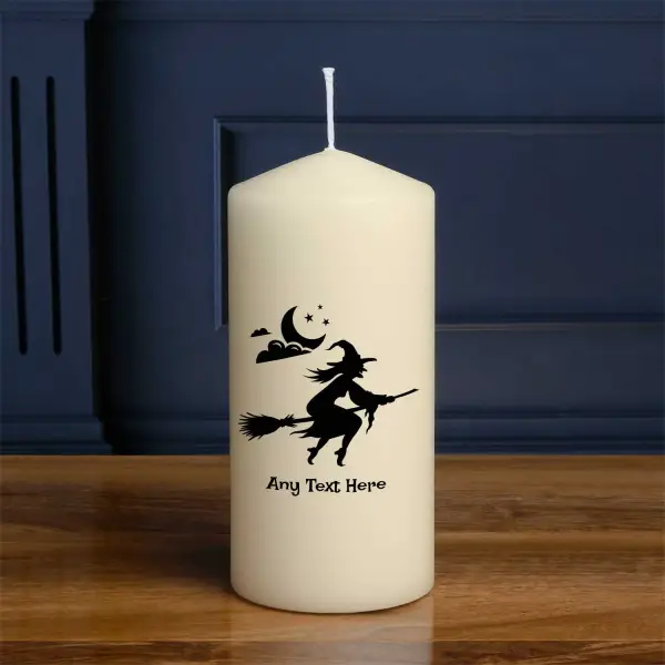 Witch Silhouette - Halloween Personalised Candle