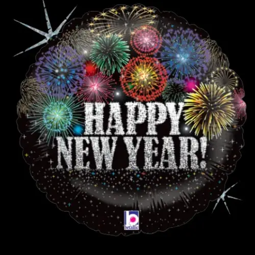 Fireworks Happy New Year! Balloon in a Box