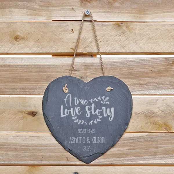 A True Love Story - Hanging Slate Heart
