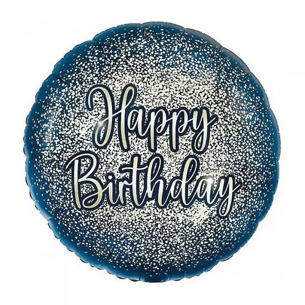 Glitter Happy Birthday Navy Gold Balloon in a Box