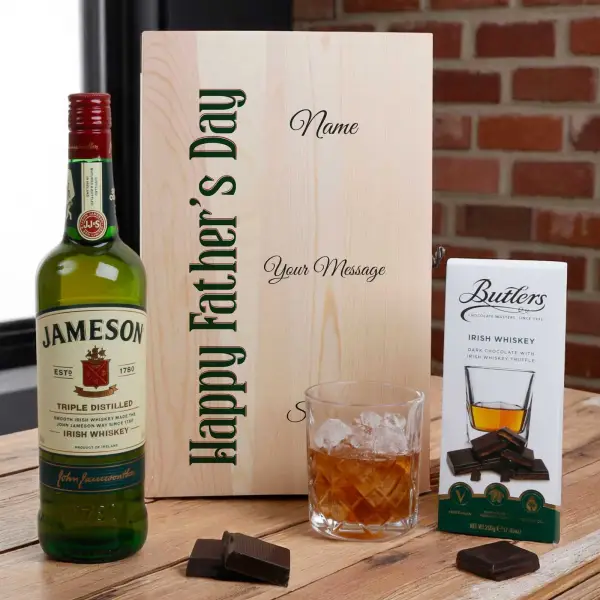 Happy Father's Day - Whiskey Gift Set in Personalised Wooden Box