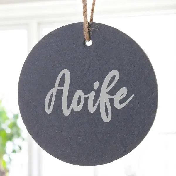 Personalised Round Slate Hanging Sign 12x12cm
