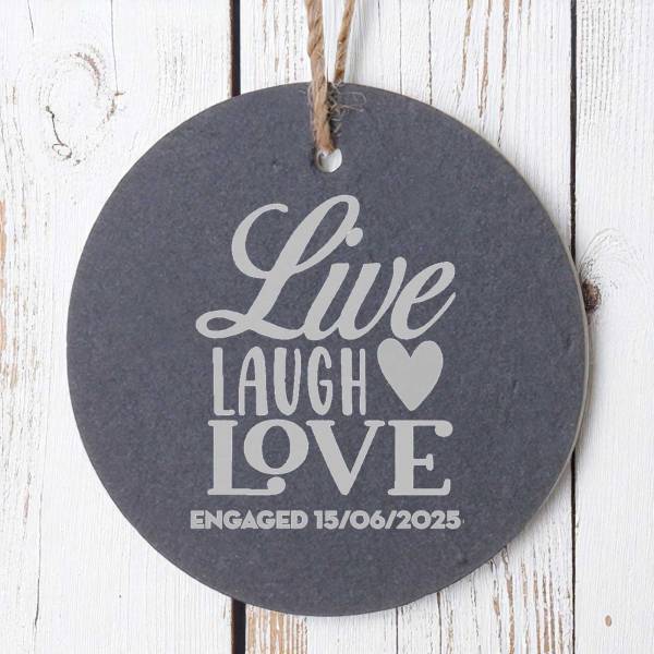 Personalised Round Slate Hanging Sign 12x12cm