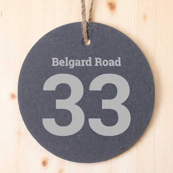 Personalised Round Slate Hanging Sign 12x12cm