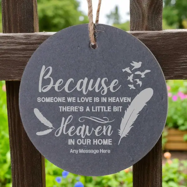 Personalised Round Slate Hanging Sign 12x12cm