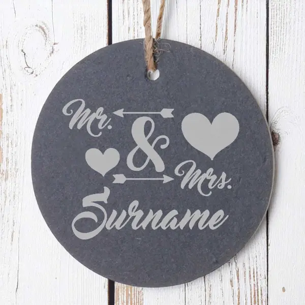 Personalised Round Slate Hanging Sign 12x12cm