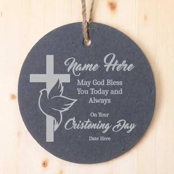 Personalised Round Slate Hanging Sign 12x12cm