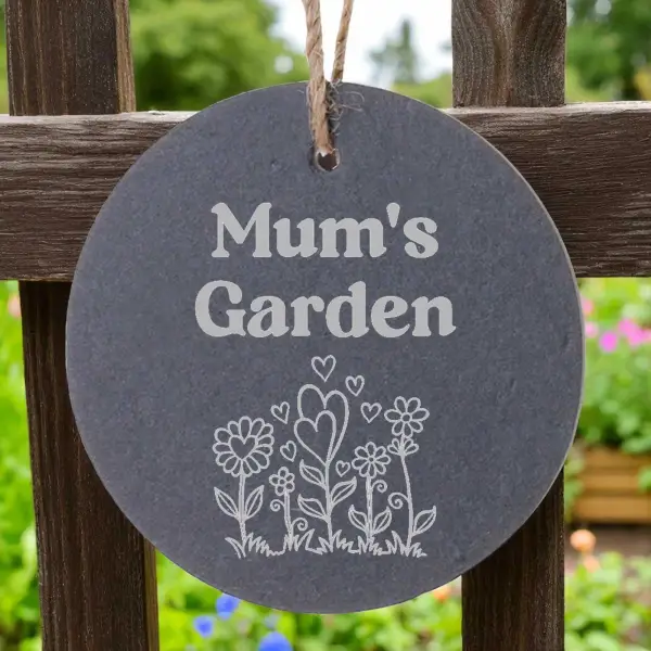 Personalised Round Slate Hanging Sign 12x12cm