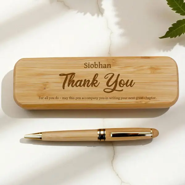 Engraved Bamboo Single Pen Set