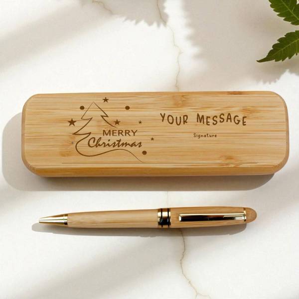 Engraved Bamboo Single Pen Set
