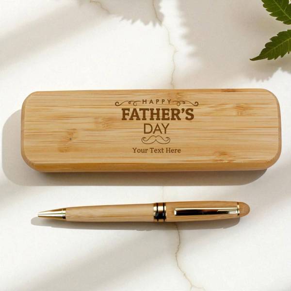 Engraved Bamboo Single Pen Set