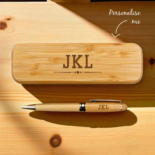 Engraved Bamboo Single Pen Set