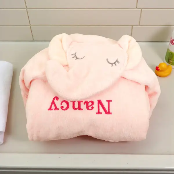 Personalised Pink Elephant Baby Bath Wrap