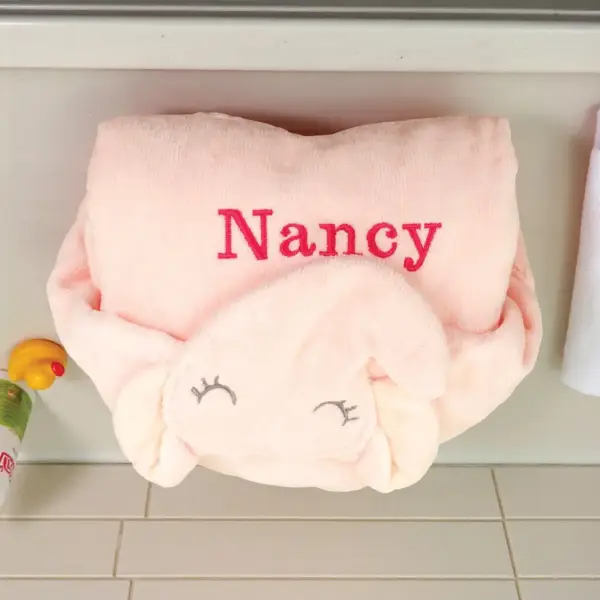 Personalised Pink Elephant Baby Bath Wrap