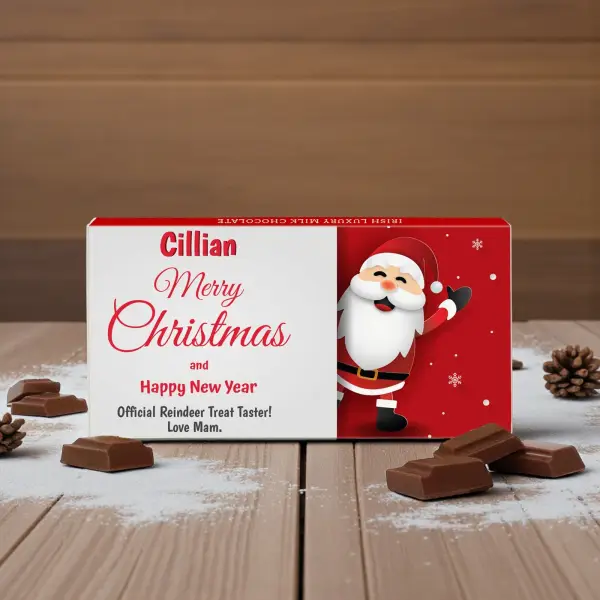 Santa Merry Christmas Personalised Chocolate Bar 90g
