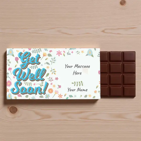 Get Well Soon Flowers Personalised Chocolate Bar 90g