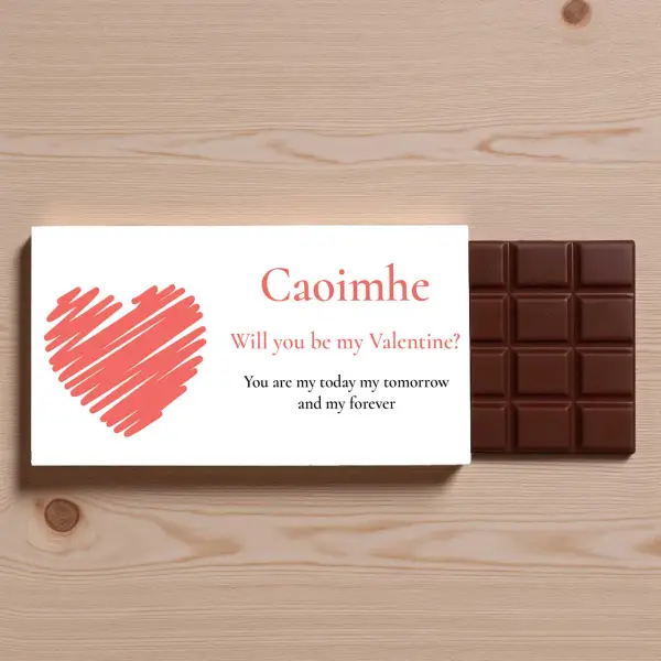 Heart Design Personalised Chocolate Bar 90g