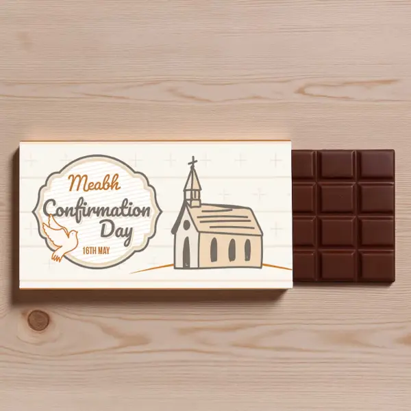 Name's Confirmation Day Church Colours Personalised Chocolate Bar 90g