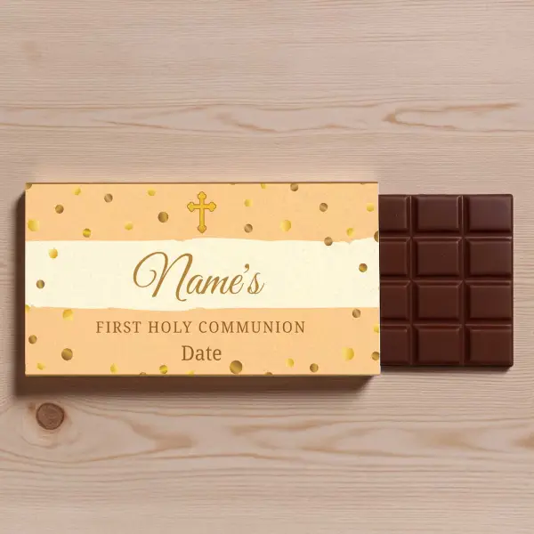 Name's First Holy Communion Confetti Colours Personalised Chocolate Bar 90g
