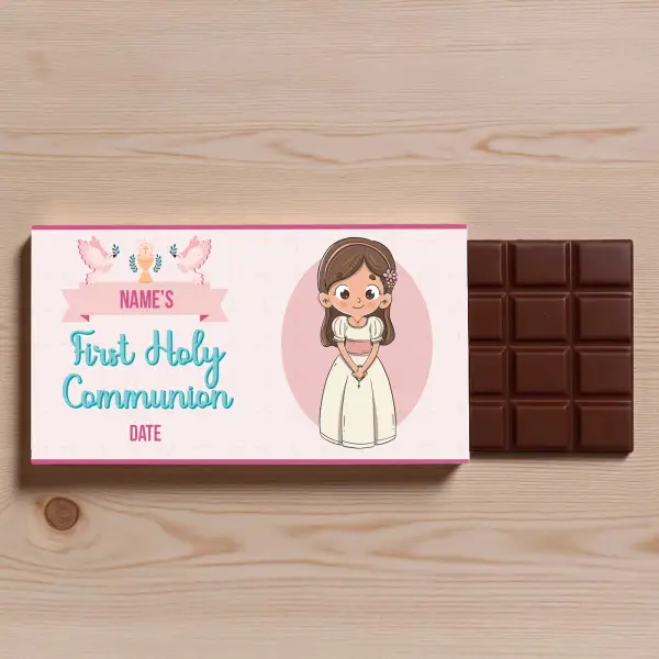 Name's First Holy Communion Girl Personalised Chocolate Bar 90g