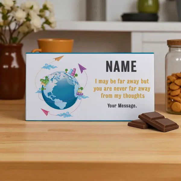 Far Away Thinking Of You Personalised Chocolate Bar 90g