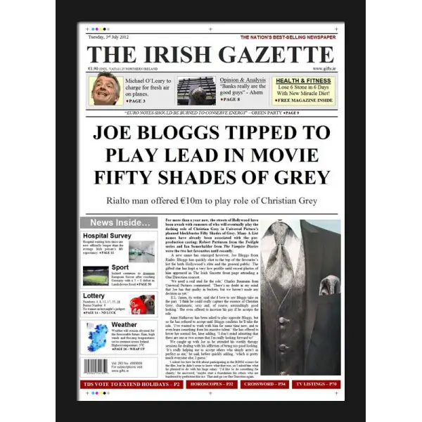 Fifty Shades of Grey - Newspaper Spoof (MALE)