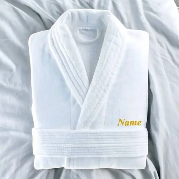 Embroidered Bathrobe - White