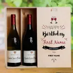 Best Wishes Birthday Personalised Wooden Double Wine Box
