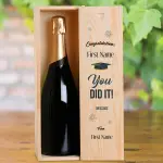 Graduation Personalised Single Wooden Champagne Box