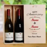 Happy Anniversary Personalised Wooden Double Wine Box